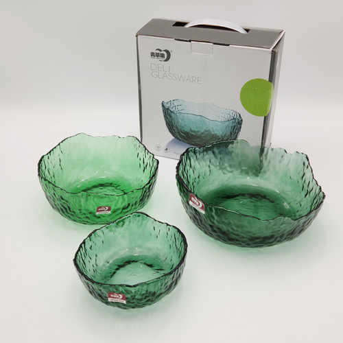 کاسه 3 تایی دفرمه برند Deli Glass چین _ شناسه کالا : DX40AG