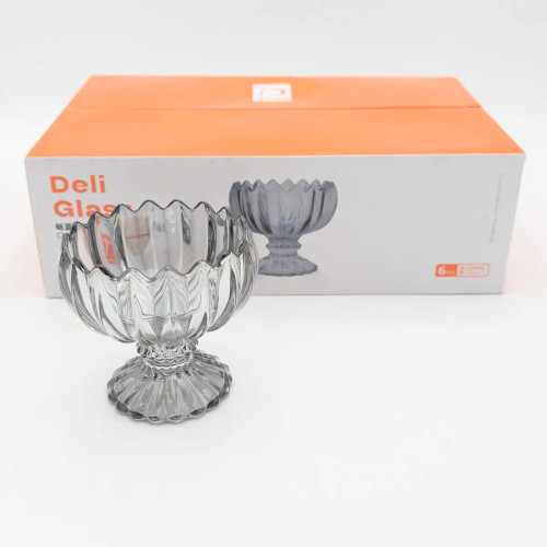 ست ۶ عددی کاپ بستنیخوری لبه گلبرگی Deli Glass