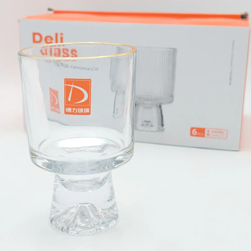 ست ۶ عددی جام چندمنظوره شیشهای با لبه طلایی Deli Glass